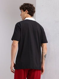 HRX by Hrithik Roshan Typography Print Detail Drop-Sleeves Relaxed Fit Polo Collar T-shirt