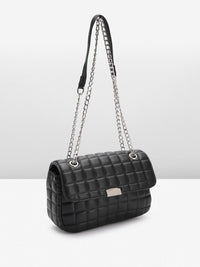 Lino Perros Geometric Textured Structured Shoulder Bag with Quilted Detail