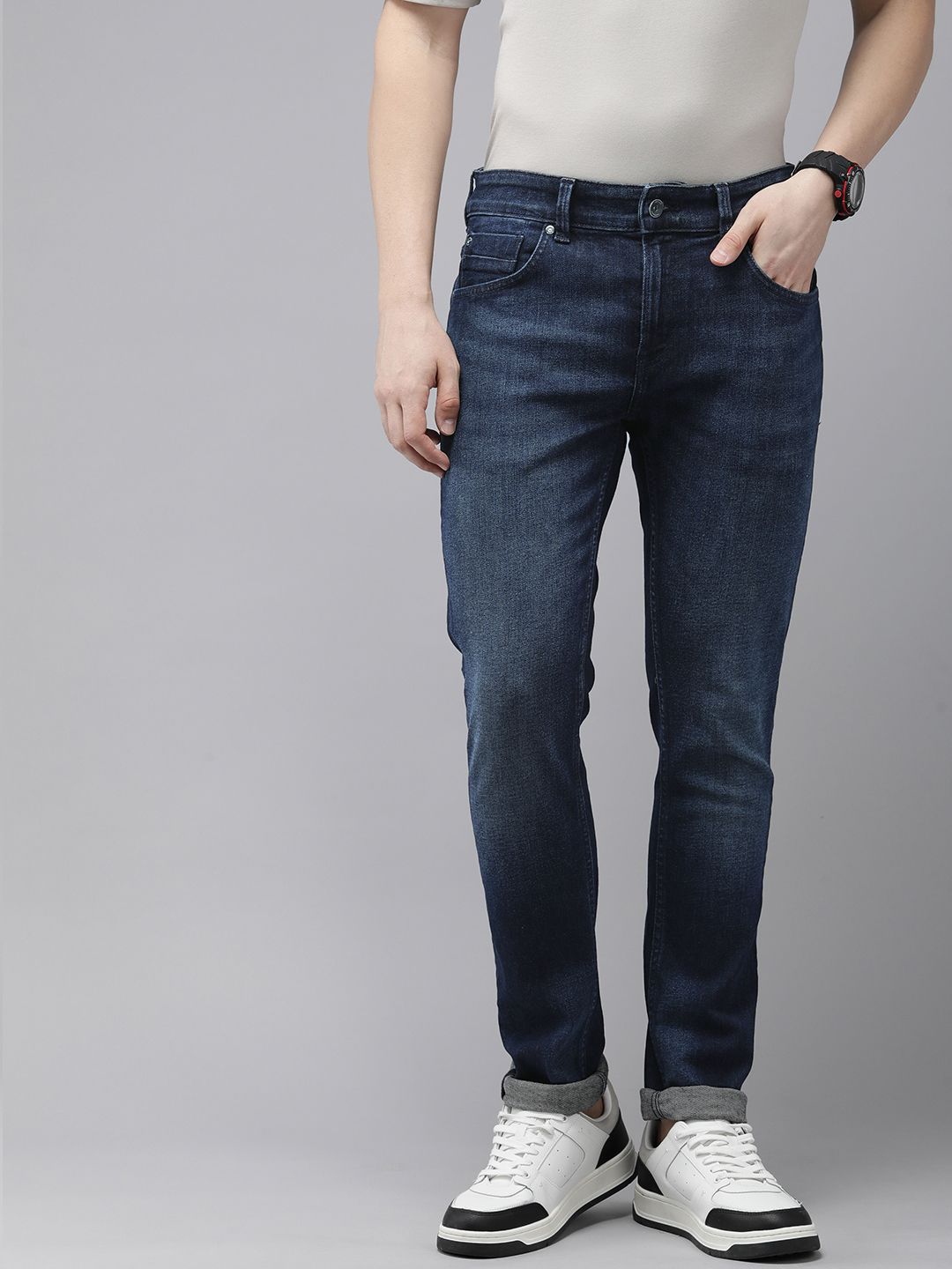 SPYKAR Men Skinny Slim Fit Low-Rise Light Fade Stretchable Jeans