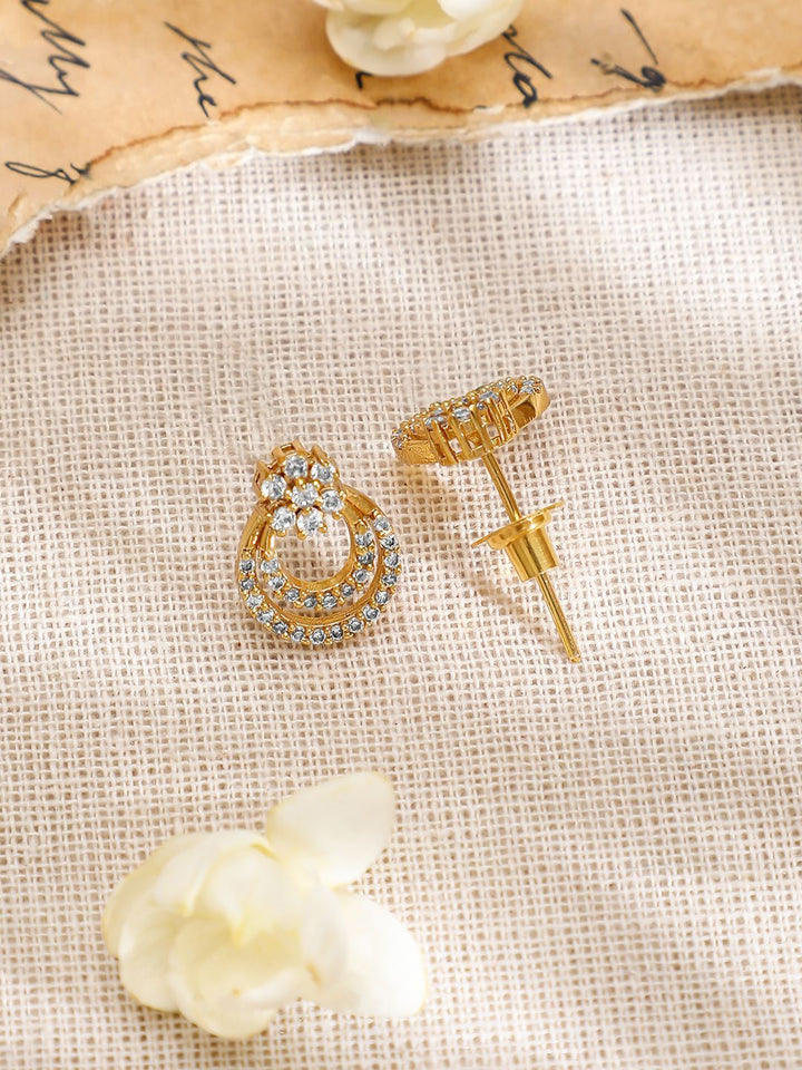 Rubans 22K Kalung Zirkonia Putih Rubans 22K Ditetapkan dengan Anting-anting dengan Anting-anting