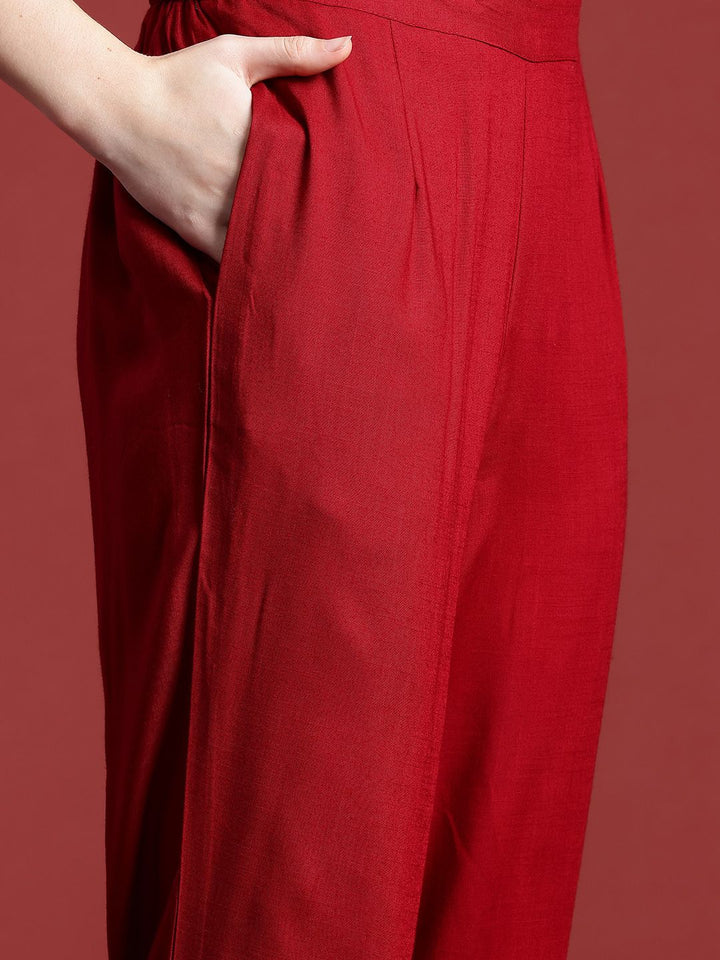 Anouk Bandhani Printed Regular Thread Work Kurta With Trousers & Dupatta