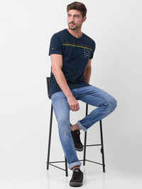 Spykar Men Lurus Fit Light Fade Regangan Seluar jeans