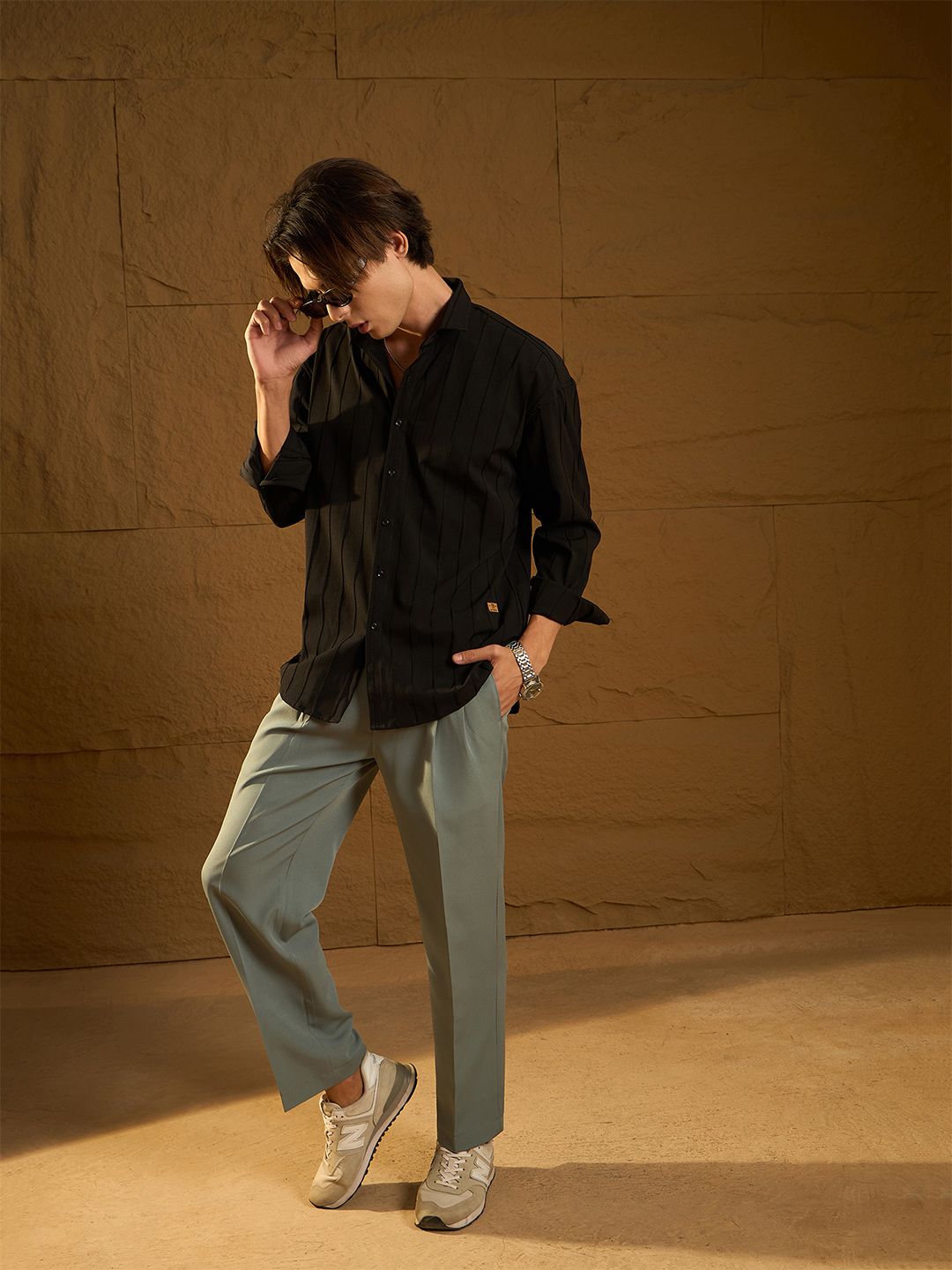Dennison Drop Shoulder Oversized Pintuck Shirt
