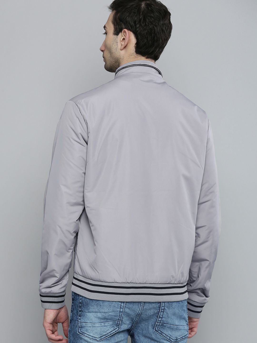 The Indian Garage Co Men Grey Bomber Jacket