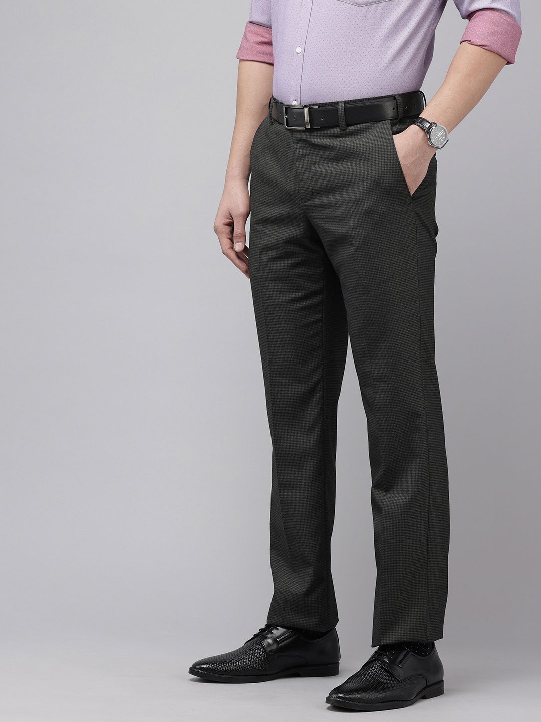 Park Avenue Men Checked Formal Trousers