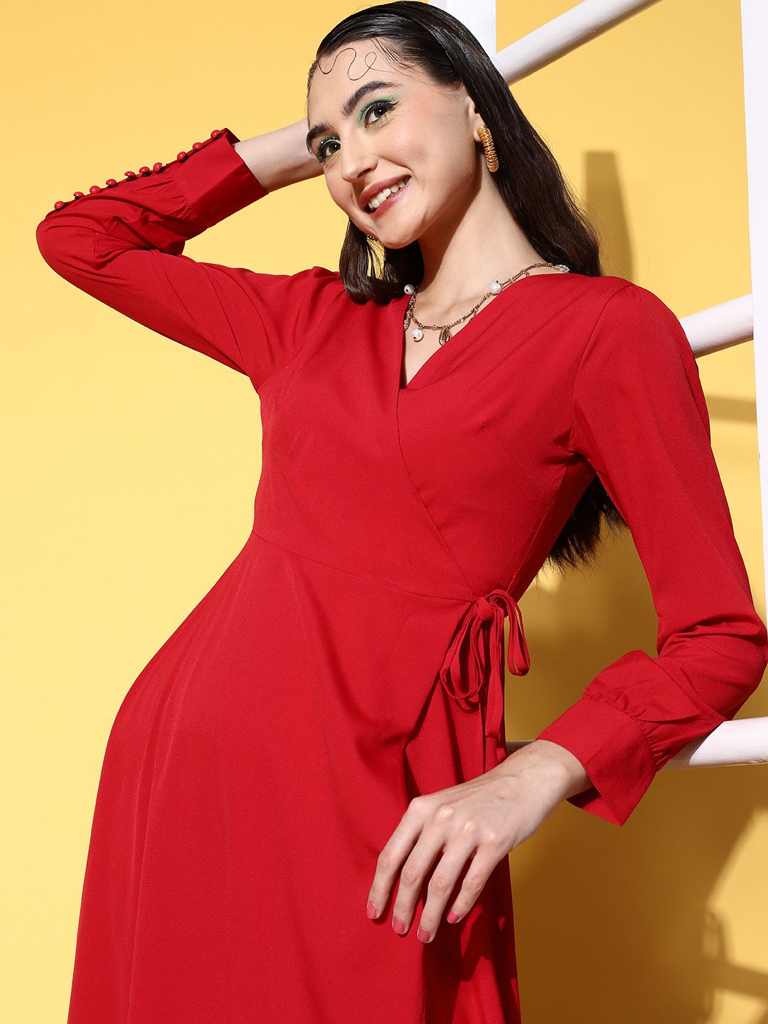 Berrylush Women Red Solid Vacay Attire
