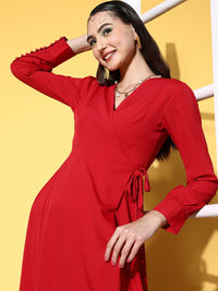 Berrylush Women Red Solid Vacay Attire