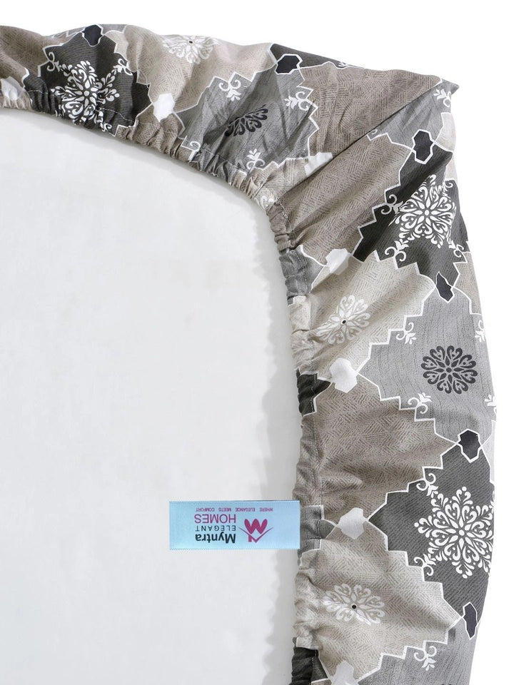 Myntra Elegant Homes Grey Geometric 400 TC Single Bedsheet with 1 Pillow Covers