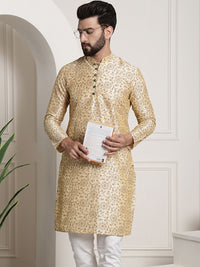 SOJANYA Men Beige & Brown Ethnic Motifs Printed Kurta
