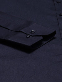 DENNISON Men Navy Blue Solid Smart Cotton Formal Shirt