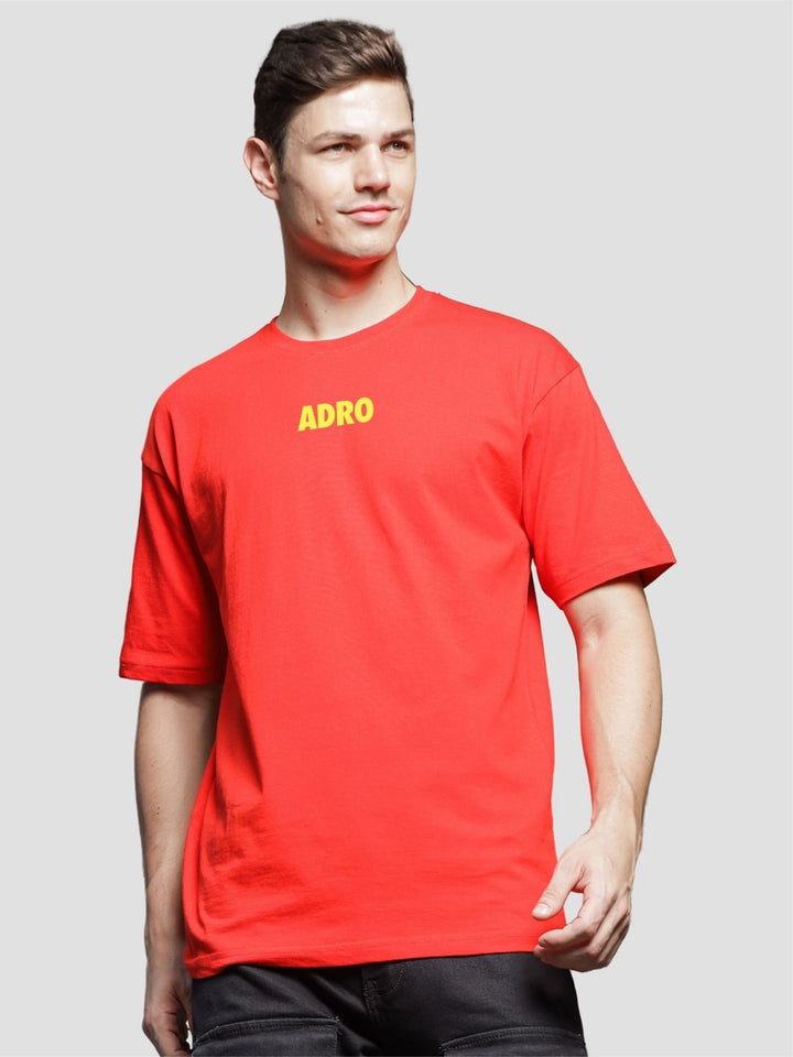 ADRO Men Graphic Printed Drop-Shoulder Sleeves Cotton Oversized T-Shirt