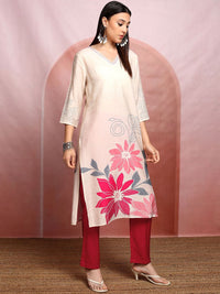 Vishudh Floral Printed Pure Cotton Straight Kurta & Trousers With Dupatta