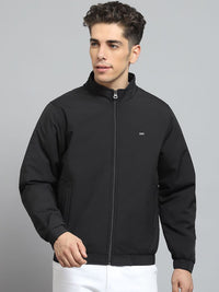 Monte Carlo Men Mock Collar Solid Cotton Casual Lightweight Bomber Jacket