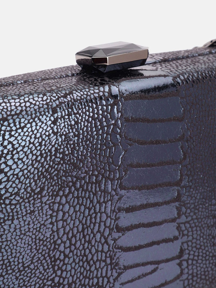 Lino Perros Snake Skin Textured Box Clutch