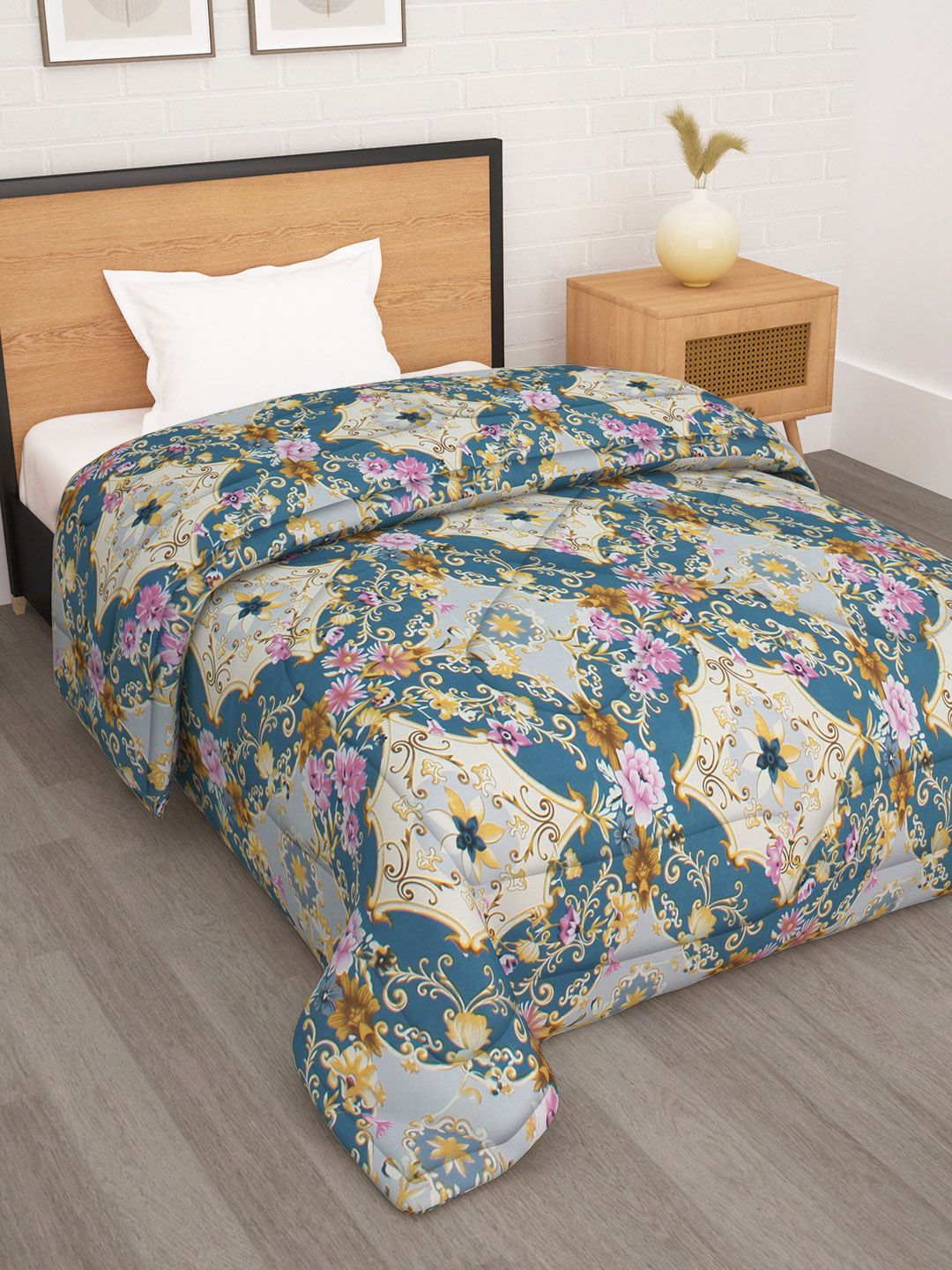 Story@home Floral Printed Ac Room 180 GSM Reversible Single Bed Comforter