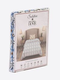 Monte Carlo Grey & White Printed Cotton 144 TC Single Bedsheet Set 2.29 m x 1.52 m