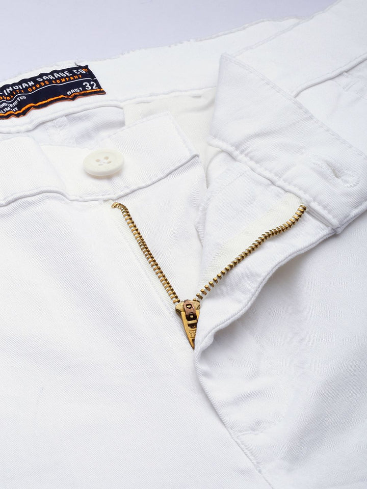 The Indian Garage Co Men White Slim Fit Trousers