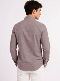 ADRO Men Brown & White Mini Checked Regular Fit Casual Cotton Shirt