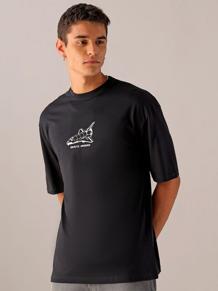 The Indian Garage Co Men Pure Cotton Back Printed Oversized Round Neck T-shirt