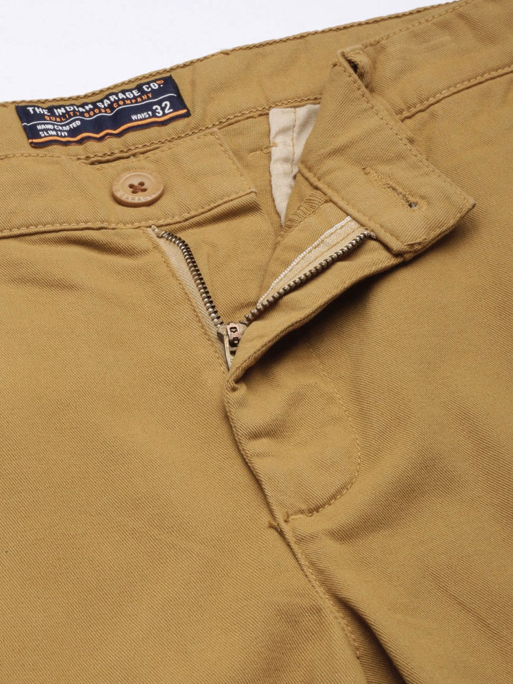 The Indian Garage Co Men Brown Slim Fit Cotton Chino Shorts