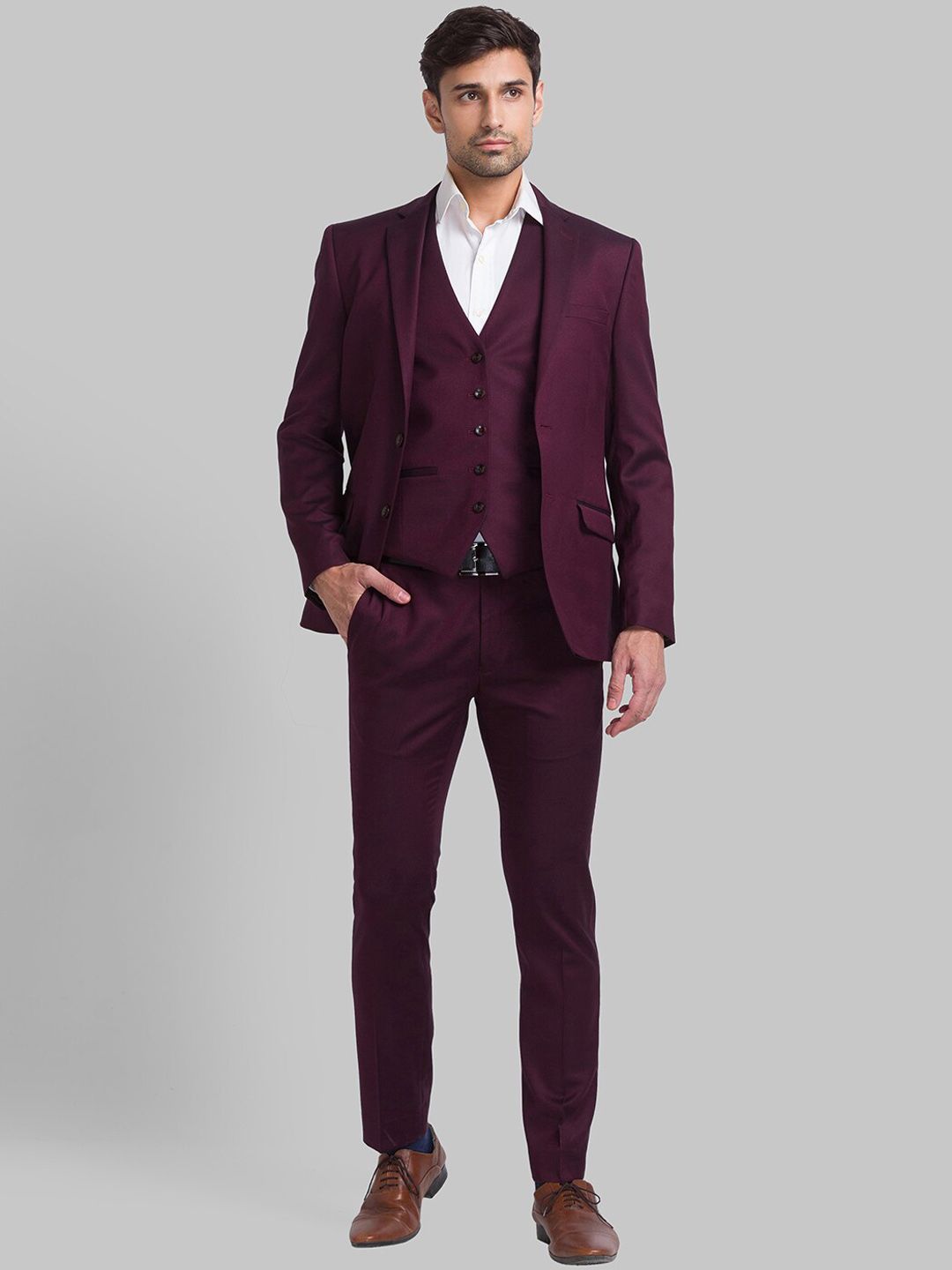 Park Avenue Men Super Slim-Fit Single Breasted Three-Pieces Formal Suits