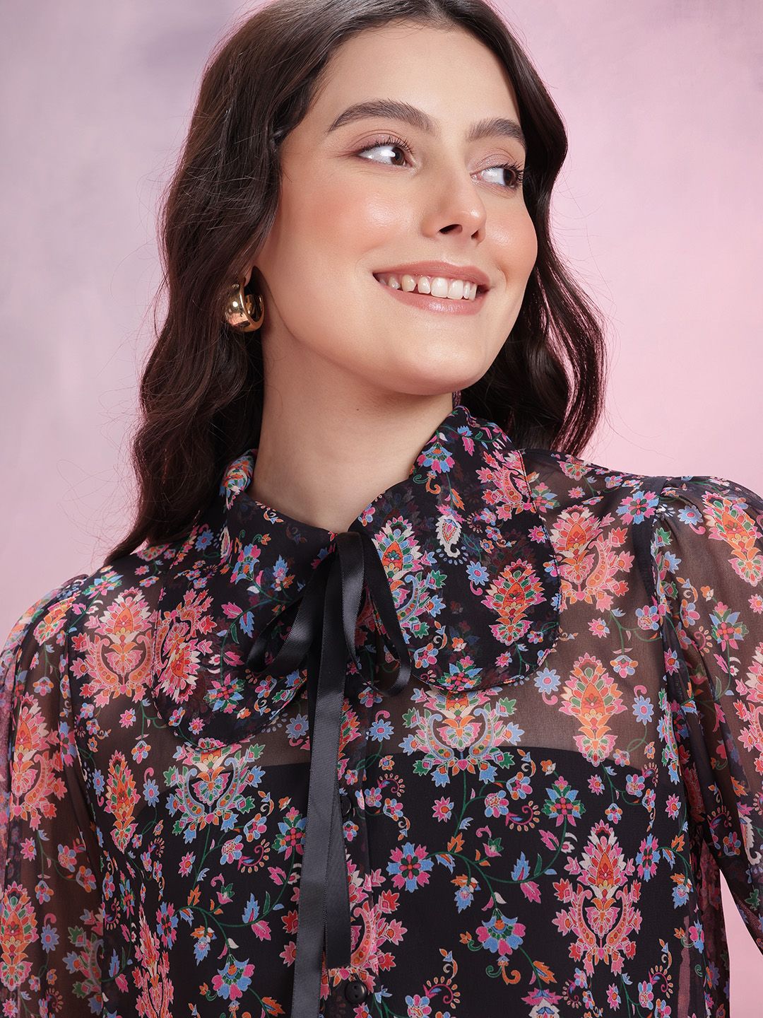DressBerry Women Printed Semi Sheer Casual Shirt