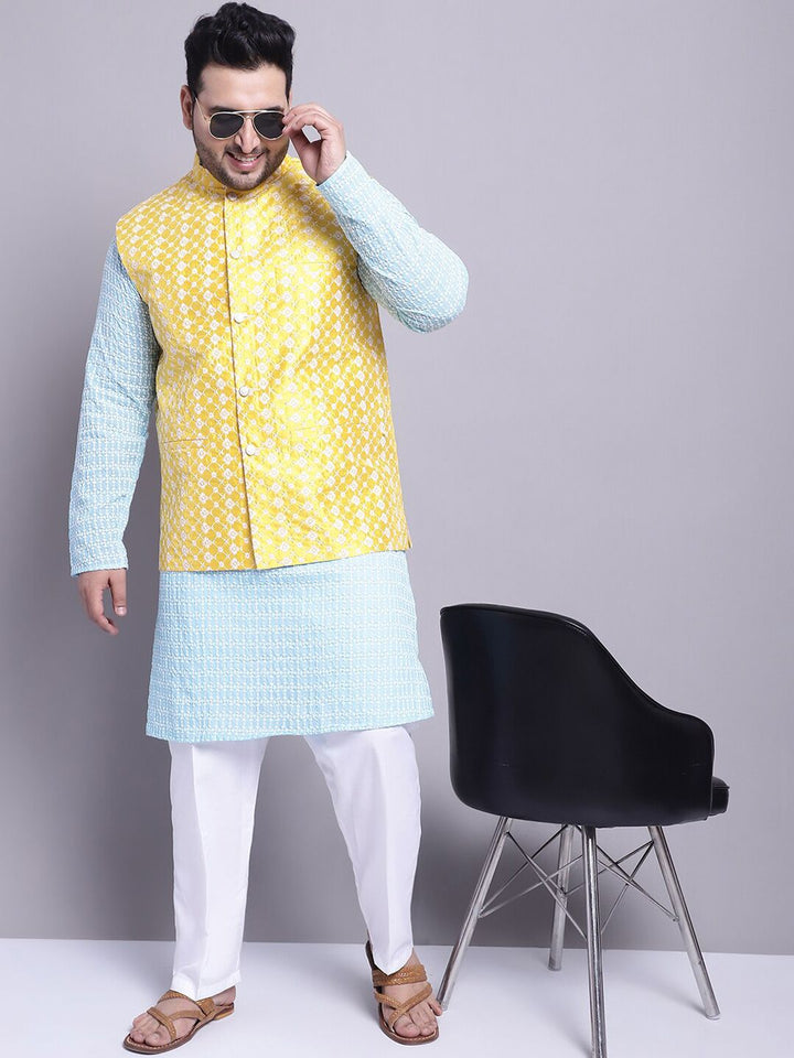 Kurta Sulam Motif Etnik SOJANYA PLUS Dengan Baju Tidur & Jaket Nehru