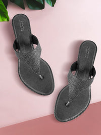 Mochi Women Grey Embellished Wedges