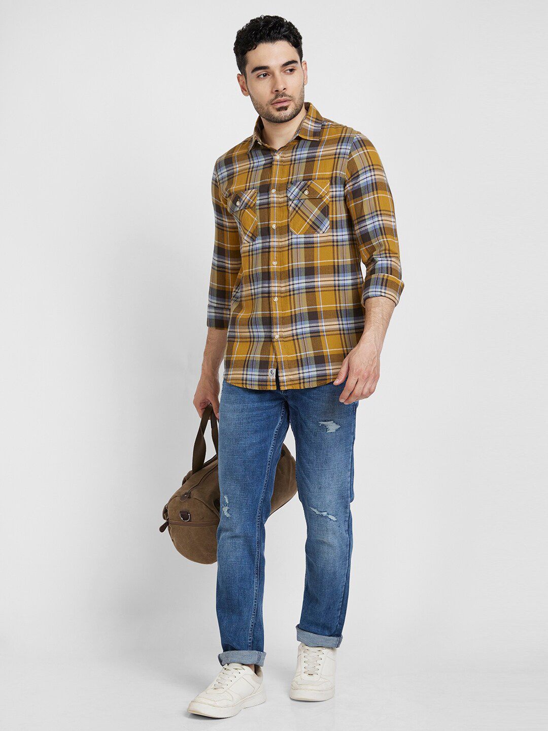 SPYKAR Classic Tartan Checked Opaque Regular Fit Cotton Casual Shirt