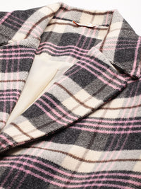 DressBerry Notched Lapel Checked Longline Overcoat
