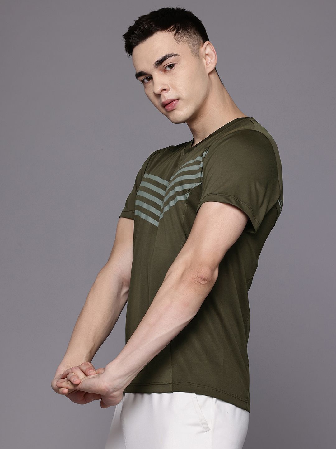 HRX by Hrithik Roshan Striped Rapid-Dry Training T-shirt