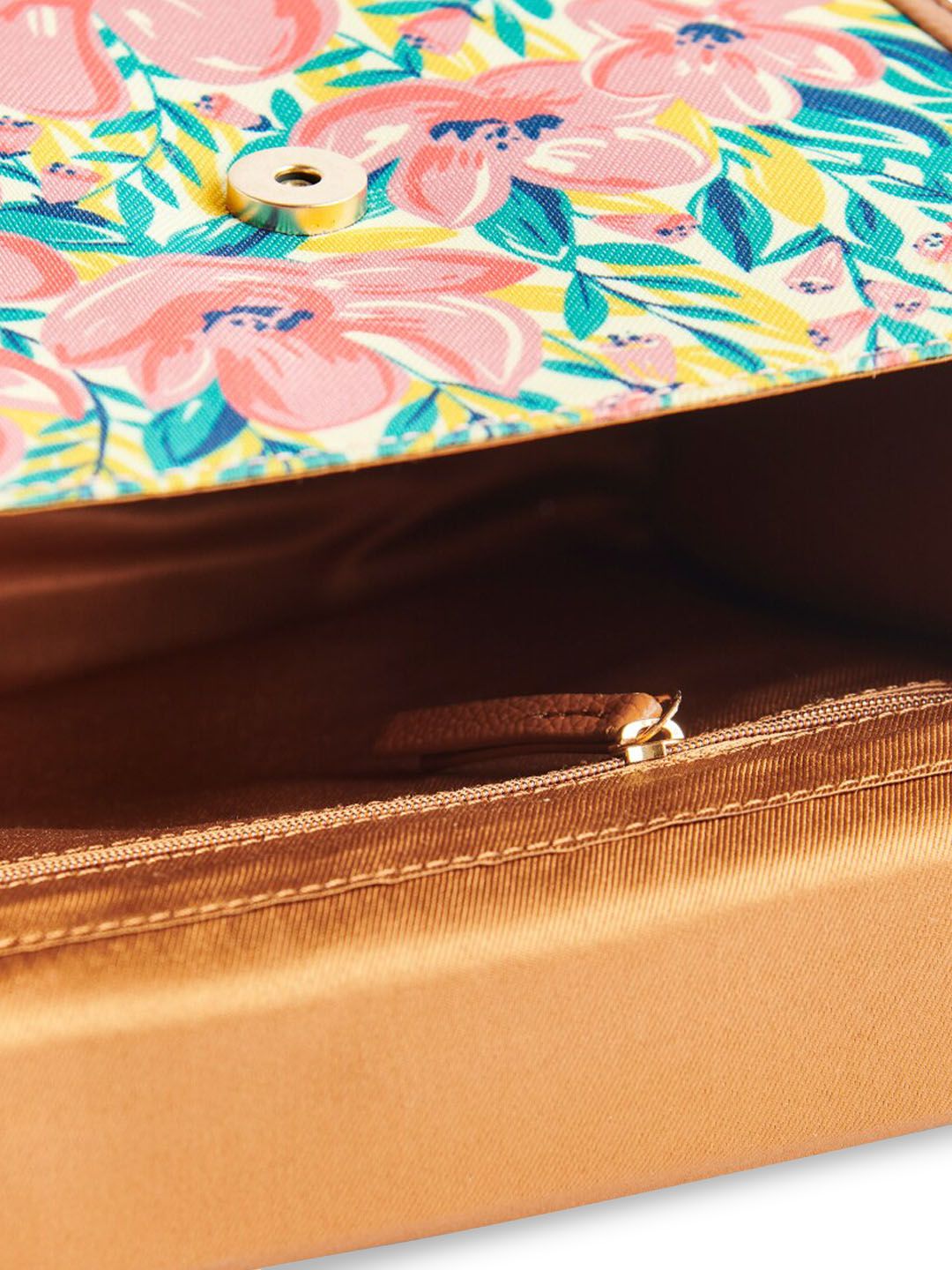 TEAL BY CHUMBAK Floral Printed Structured Canvas Sling Bag