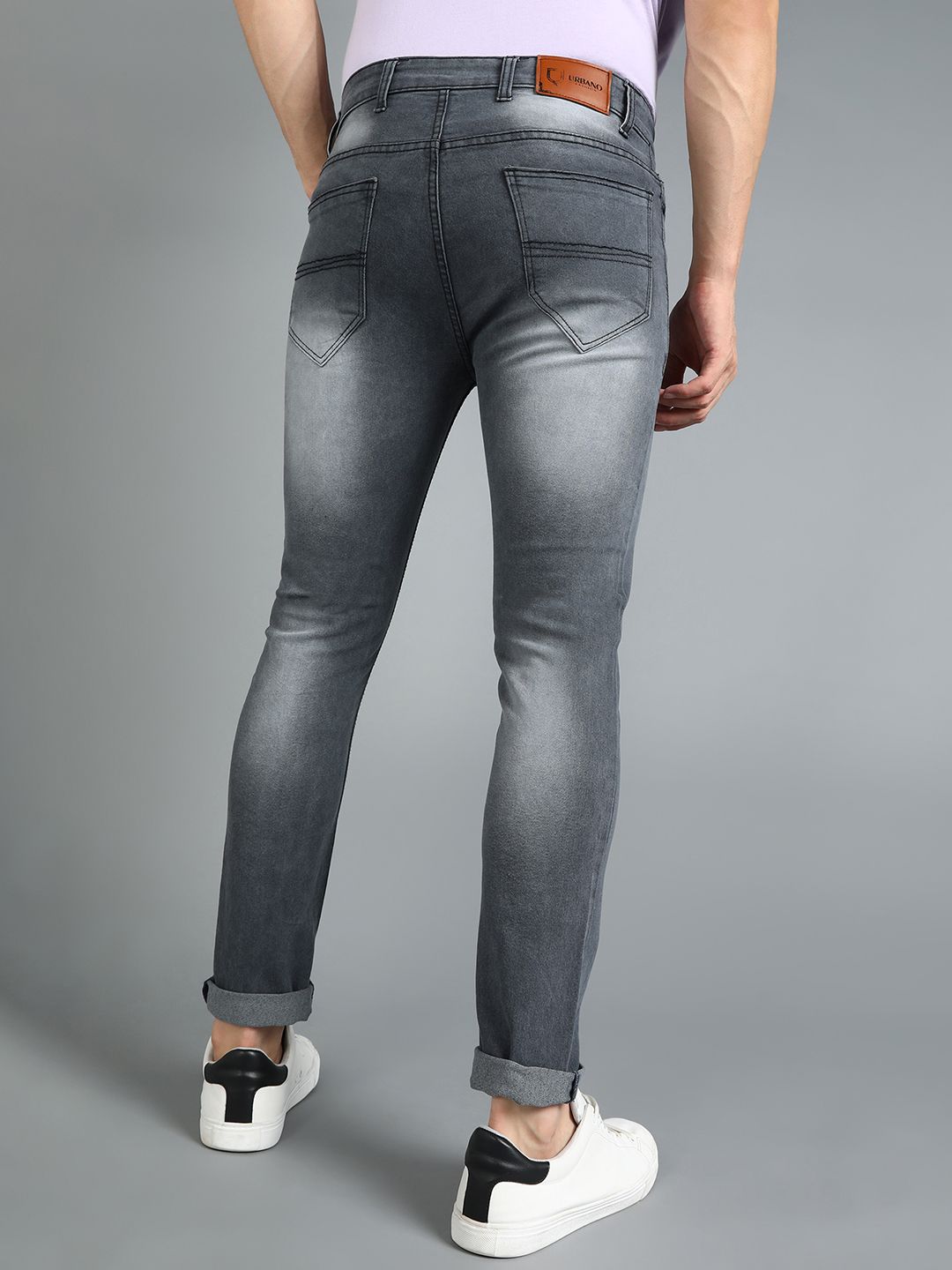 Urbano Fashion Men Grey Slim Fit Mid-Rise Clean Look Stretchable Jeans