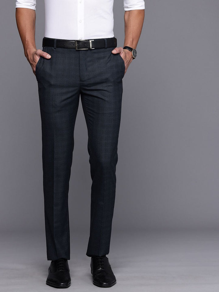 Raymond Men Checked Slim Fit Formal Trousers