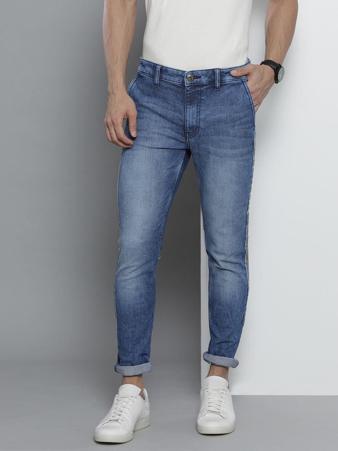 The Indian Garage Co Men Blue Slim Fit Stretchable Jeans