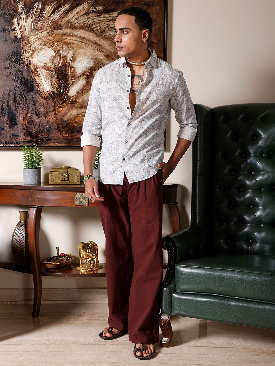 The Indian Garage Co Men Slim Fit Indie Printed Resortwear Shirt