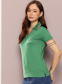 Dillinger wanita biasa fit lencana sulaman polo tshirt