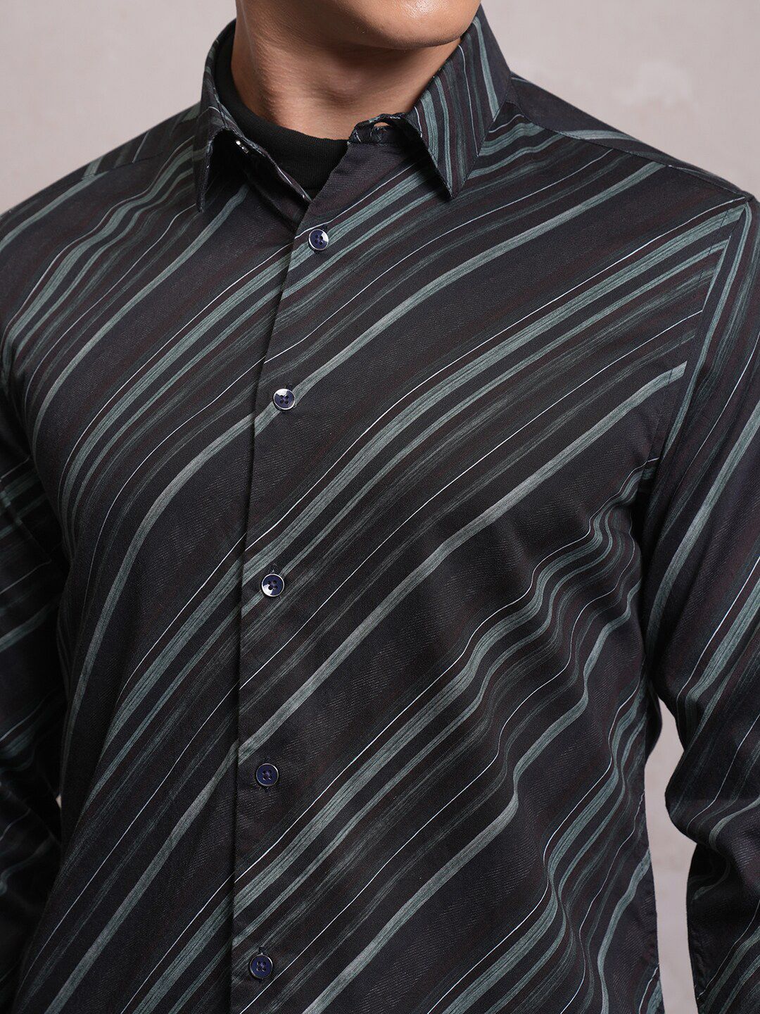 LOCOMOTIVE Luxe Slim Fit Striped Satin Party Shirt