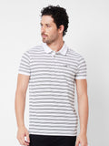 SPYKAR Striped Polo Collar Cotton Slim Fit T-shirt