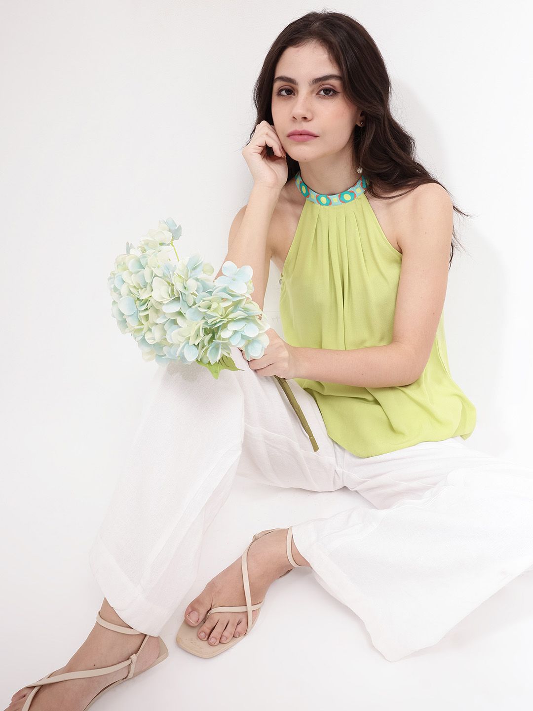 RAREISM Halter Neck Cotton Top