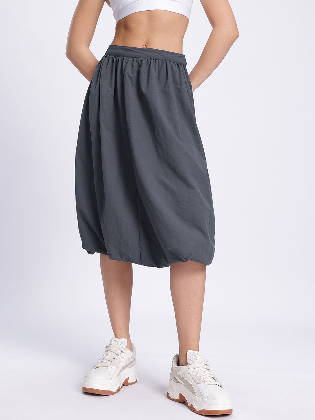 DressBerry Functional Fashion Midi Balloon Parachute Skirt