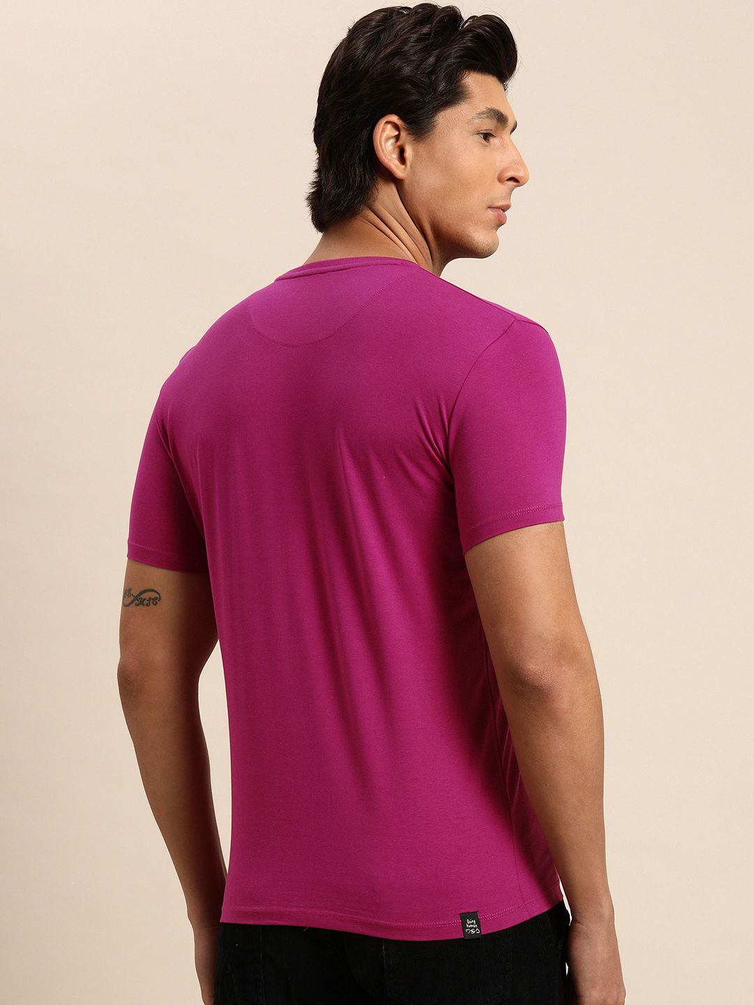 Being Human Men Fuchsia Pink Graphic Printed Pure Cotton T-shirt