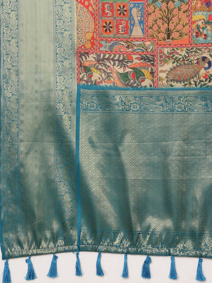 Silk Land Kanjeewaram Art Silk Zari Woven Digital Print saree