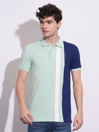 Being Human Men Colourblocked Polo Collar Cotton T-shirt