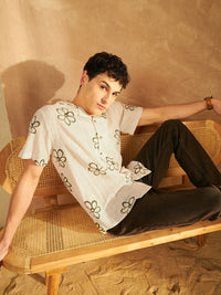 DENNISON Smart Floral Printed Schiffi Casual Oversized Cotton Shirt
