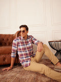 DENNISON Smart Tartan Checked Button-Down Collar Casual Shirt