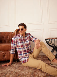 DENNISON Smart Tartan Checked Button-Down Collar Casual Shirt