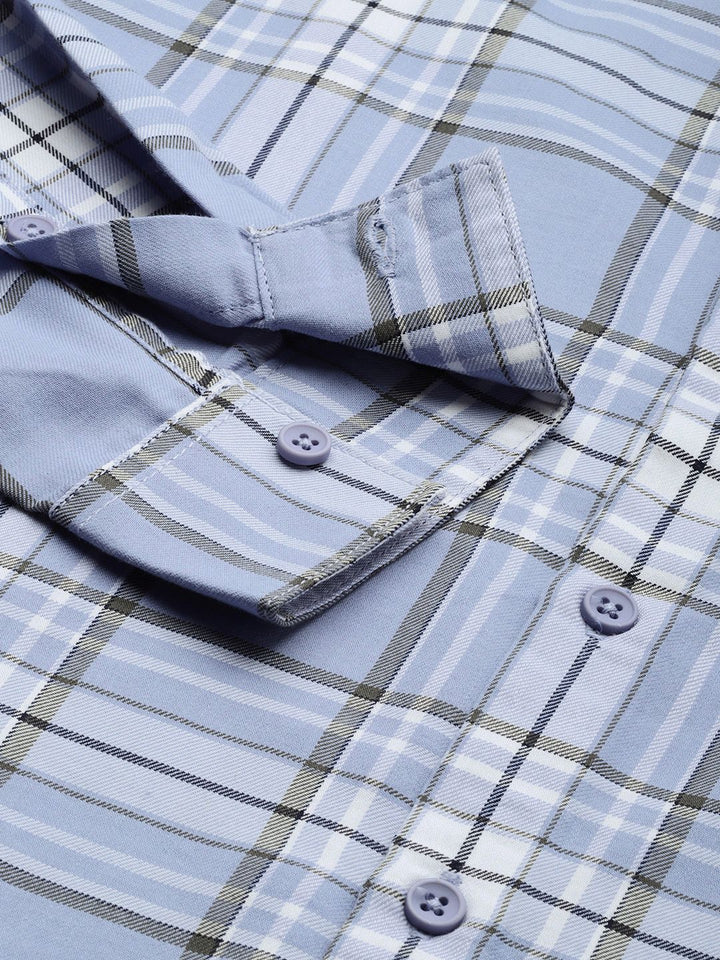 The Indian Garage Co Men Blue Comfort Checked Casual Shirt