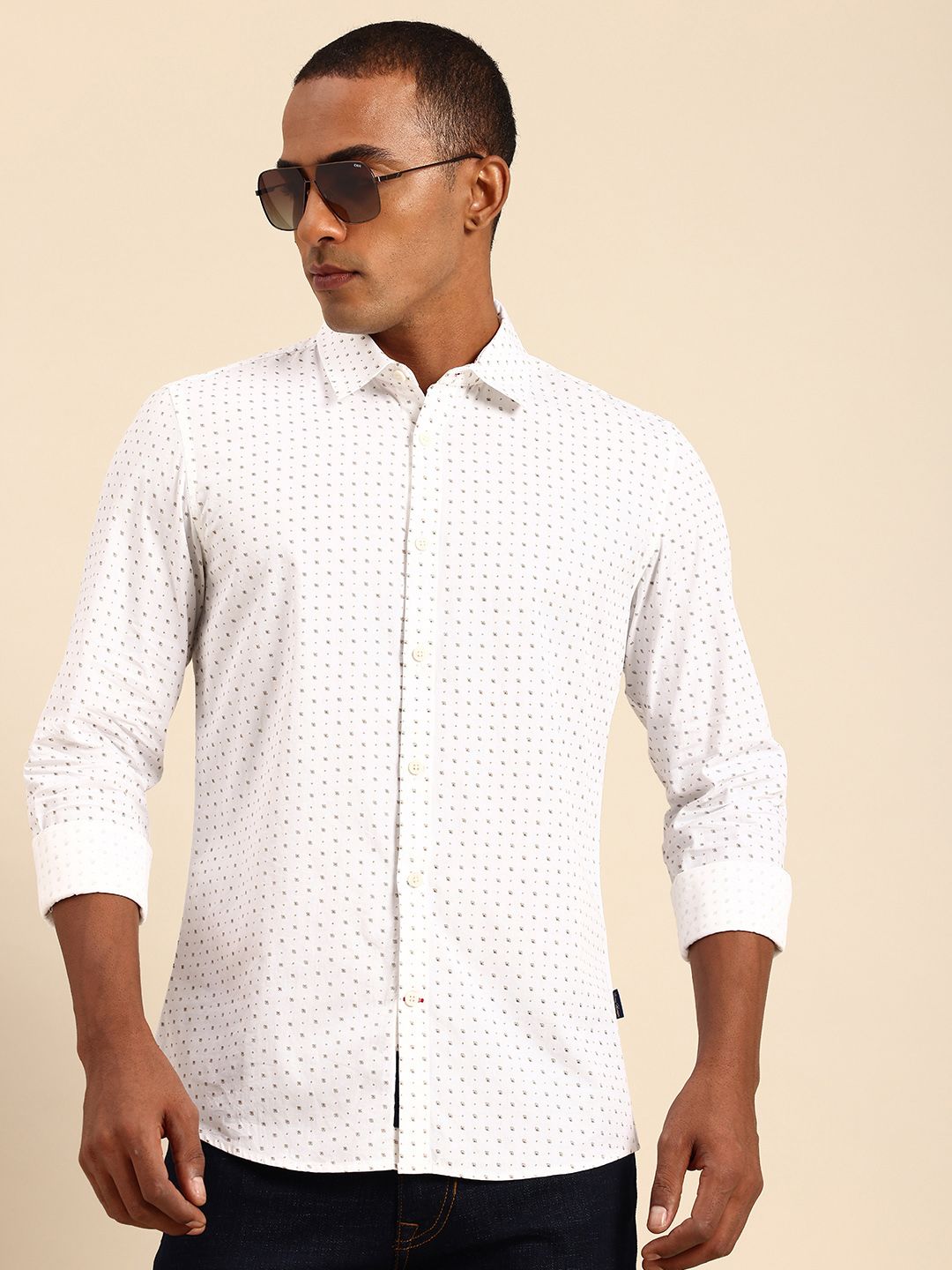 Being Human Spread Collar Micro Ditsy Printed Slim Fit Casual Shirt