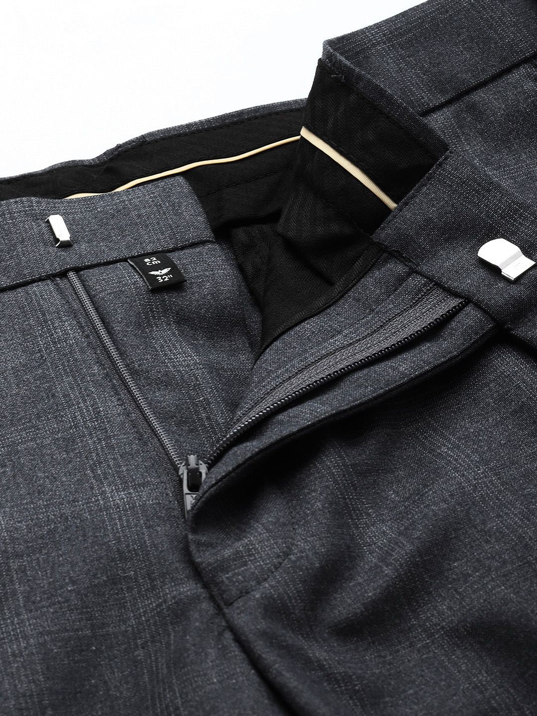 Park Avenue Men Mid-Rise Checked Smart Trousers
